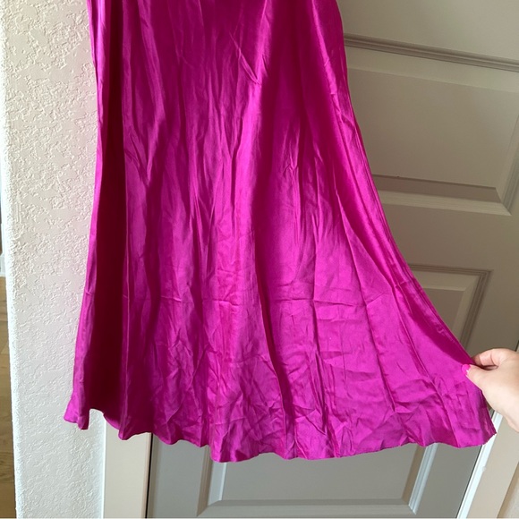 NWT Rag & Bone Jaci Satin Midi Dress Deep Pink - Picture 5 of 6